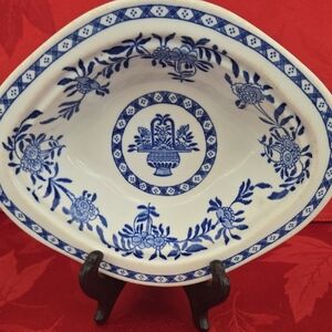 Jackson China Delph Collection Blue And White Floral Ceramic Serving Bowl